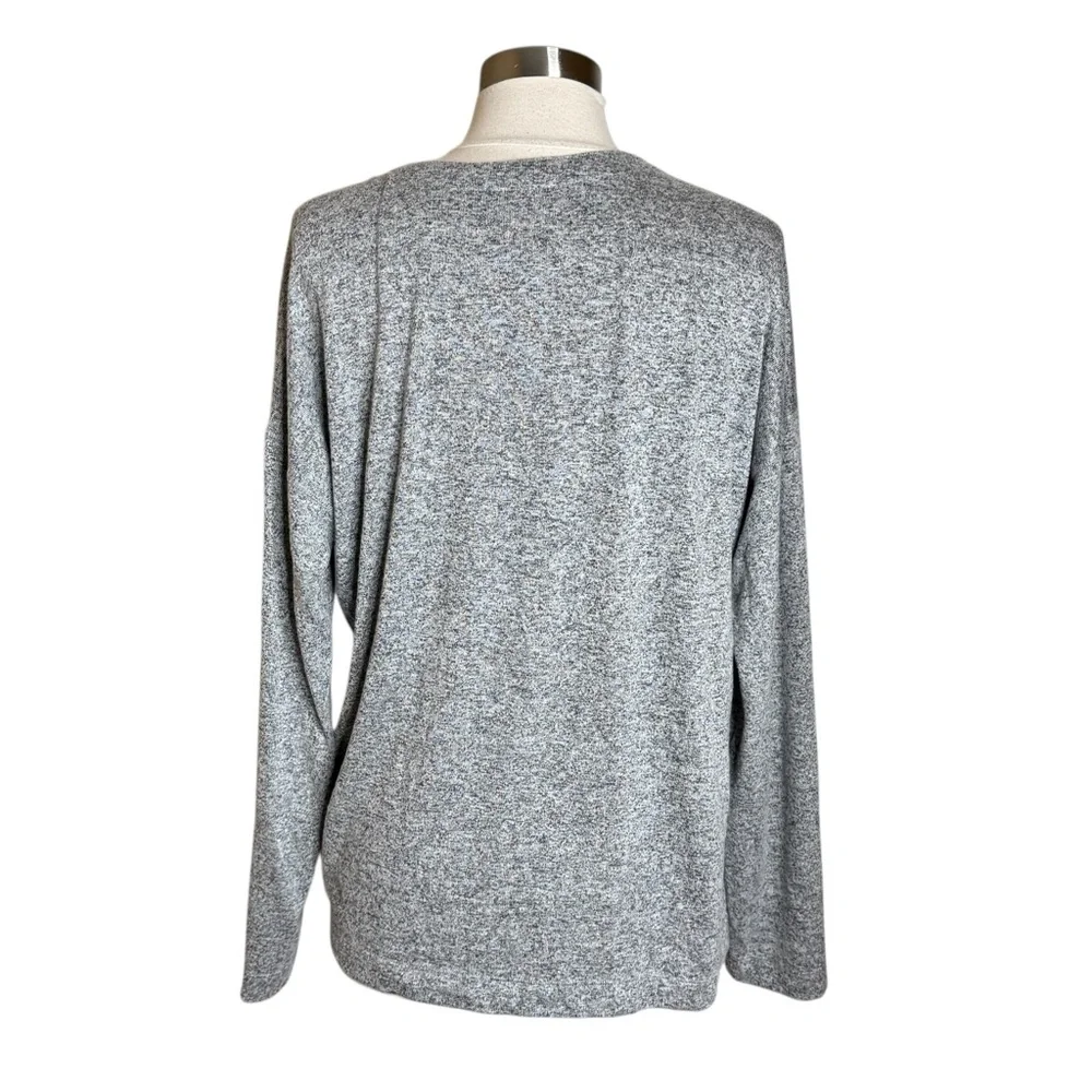 Rails Leigh Melange Gray Pullover Top Long Sleeve Lace Up Shirt Women's Large